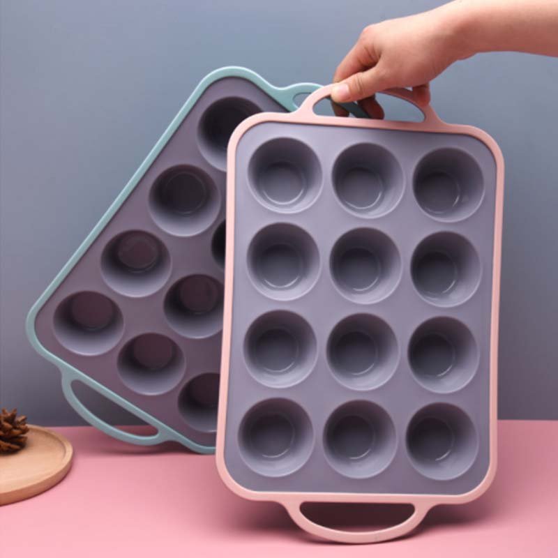 12 Cups Nonstick Metal Reinforced Frame Silicone Muffin Pan for Baking Homemade Muffins