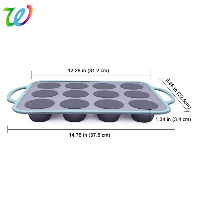 12 Cups Nonstick Metal Reinforced Frame Silicone Muffin Pan for Baking Homemade Muffins