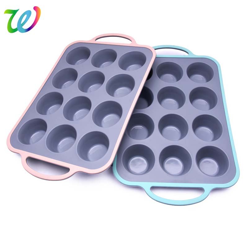 12 Cups Nonstick Metal Reinforced Frame Silicone Muffin Pan for Baking Homemade Muffins