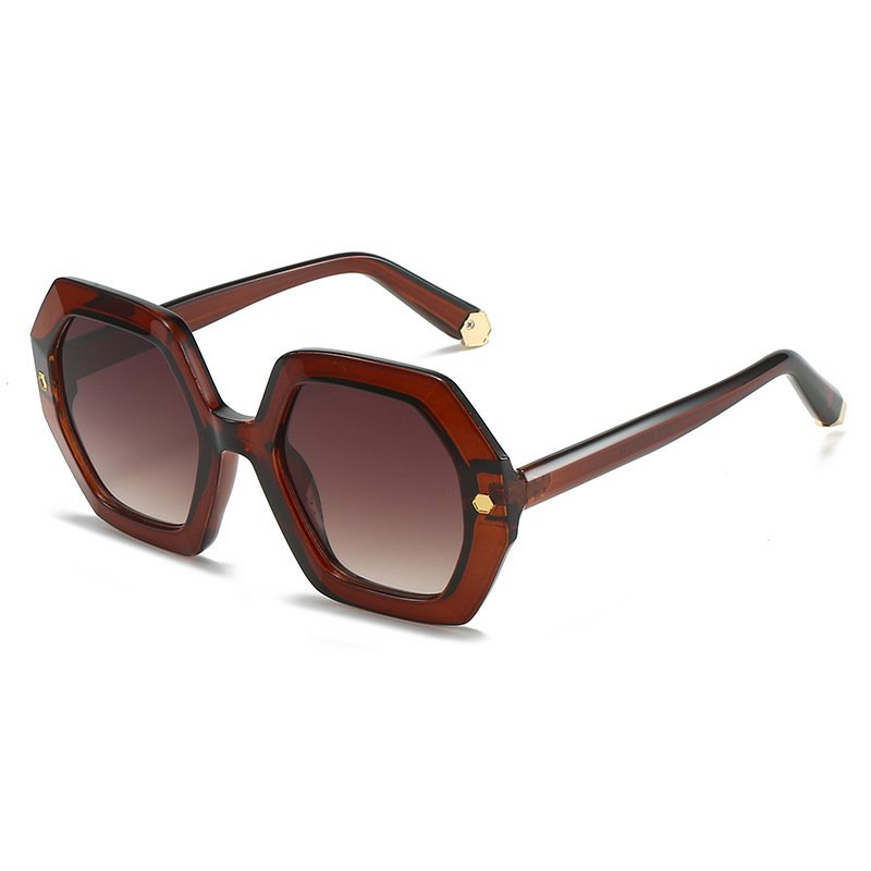 Fashion High Quality Design Shades Gafas De Sol Custom Sunglasses Orange Lens Oversized Hexagon Customise Sunglasses Uv400 2024