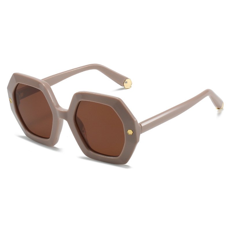 Fashion High Quality Design Shades Gafas De Sol Custom Sunglasses Orange Lens Oversized Hexagon Customise Sunglasses Uv400 2024