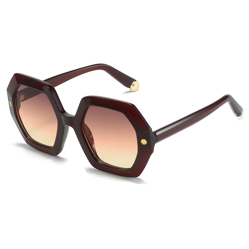Fashion High Quality Design Shades Gafas De Sol Custom Sunglasses Orange Lens Oversized Hexagon Customise Sunglasses Uv400 2024