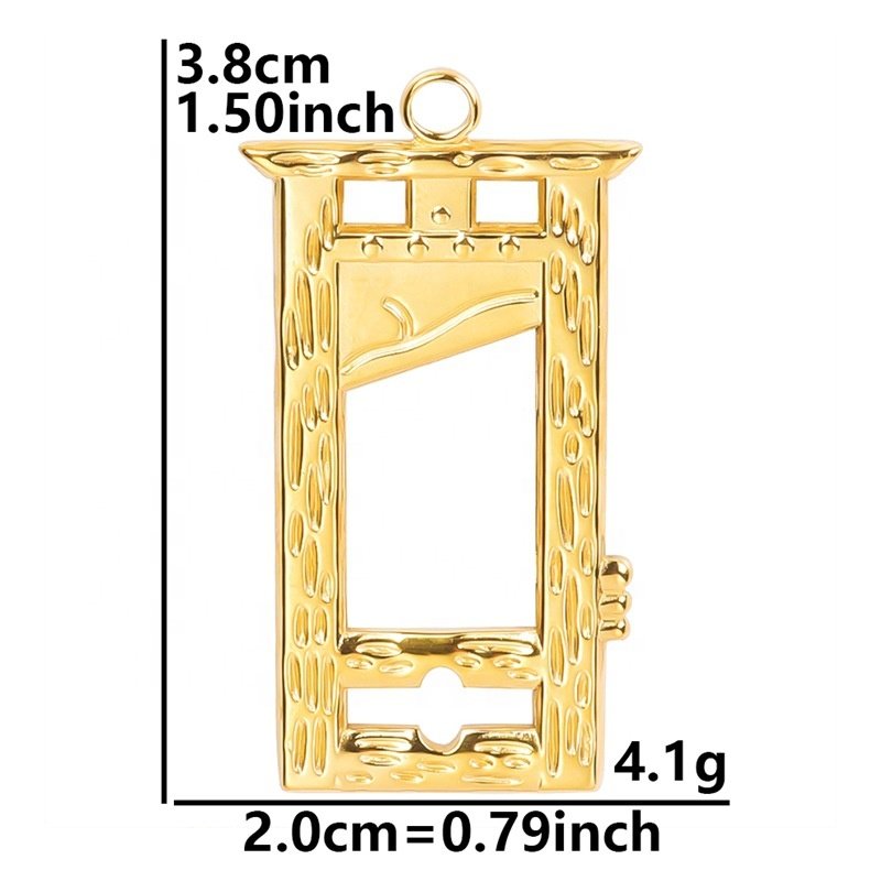 Steel Creative Door Frame Pendant With o-Shaped Chain Necklace Electroplating 18k Gold Diy Jewelry Component Production