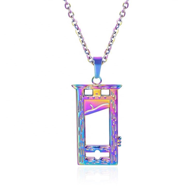 Steel Creative Door Frame Pendant With o-Shaped Chain Necklace Electroplating 18k Gold Diy Jewelry Component Production