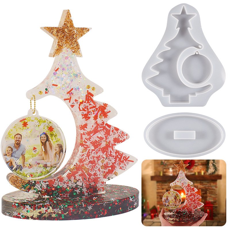 Kaijie DIY Crystal Drop Glue Love Photo Frame Mold Geometric Photo Frame Pendant Hanging Silicone Mold