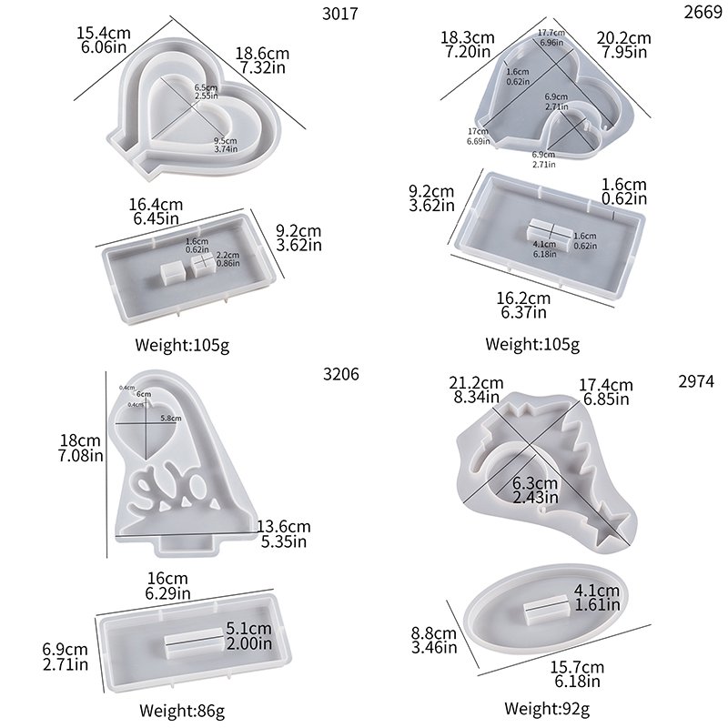 Kaijie DIY Crystal Drop Glue Love Photo Frame Mold Geometric Photo Frame Pendant Hanging Silicone Mold