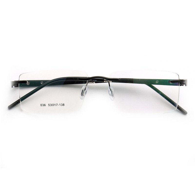 Stock Square rimless Custom prescription glasses High quality flex beta Memory titanium eyeglasses optical frames