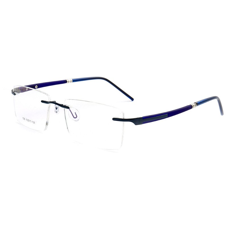 Stock Square rimless Custom prescription glasses High quality flex beta Memory titanium eyeglasses optical frames