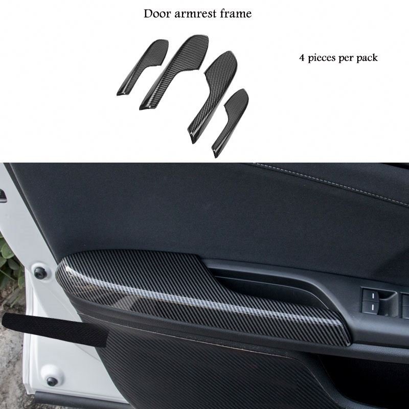 For Honda Civic 2016-2020 Auto Interior Abs Carbon Fiber Door Armrest Panel Door Bowl Decoration Frame Stickers Car Accessories