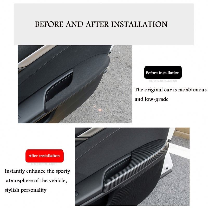 For Honda Civic 2016-2020 Auto Interior Abs Carbon Fiber Door Armrest Panel Door Bowl Decoration Frame Stickers Car Accessories