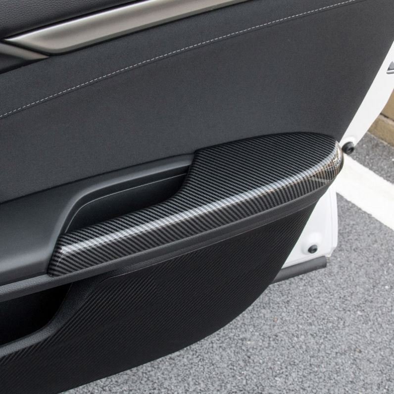 For Honda Civic 2016-2020 Auto Interior Abs Carbon Fiber Door Armrest Panel Door Bowl Decoration Frame Stickers Car Accessories