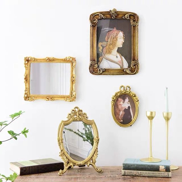 High Quality Vintage Style Resin Photo Frame Resin Metal Picture Frame Moulding Wholesale Offset Printing Mirror Frame