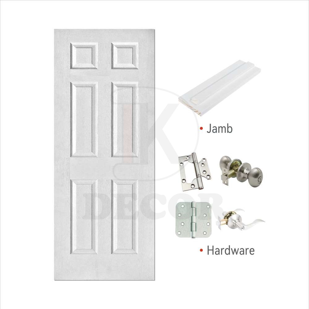 Cheap prehung 30x80 inch interior 6 panel white primer moulded door for houses