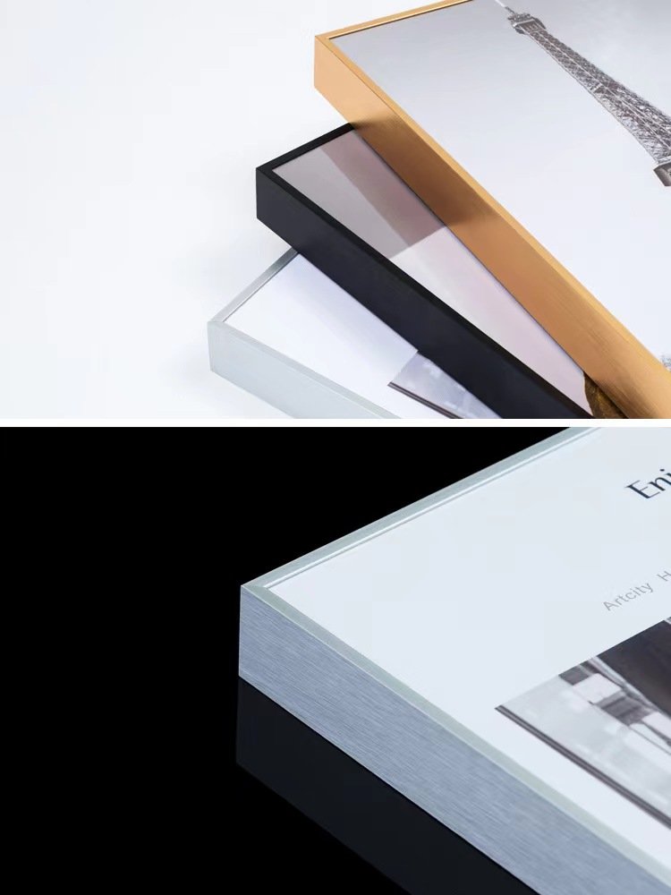 8Colors A0 A1 A2 A3 A4 A5 Custom sizes Aluminum Metal Photo Picture Frame Moulding with glass