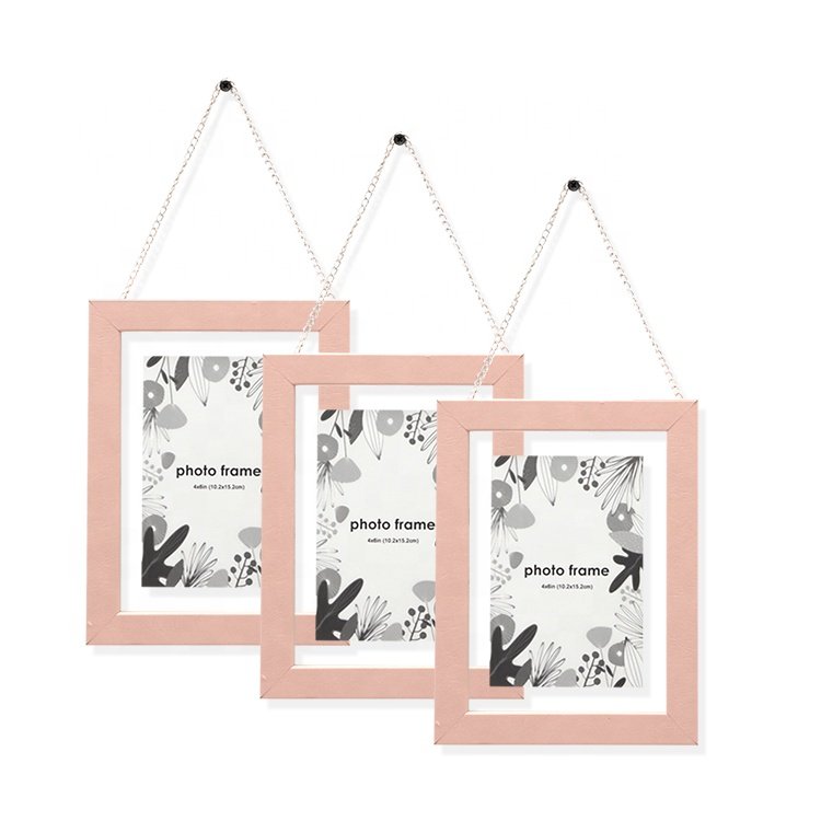 Mdf Moulding PU Leather Rap Wall Decoration Wooden Double Sides Glass Floating Picture Photo Frame