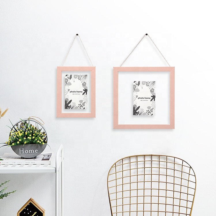 Mdf Moulding PU Leather Rap Wall Decoration Wooden Double Sides Glass Floating Picture Photo Frame
