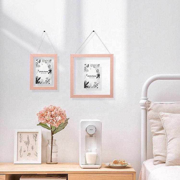 Mdf Moulding PU Leather Rap Wall Decoration Wooden Double Sides Glass Floating Picture Photo Frame