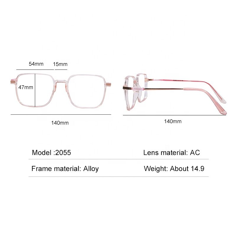 2024 Ultralight Large frame square flat lens optical Wholesale tr90 blue blocking computer eyeglasses frame