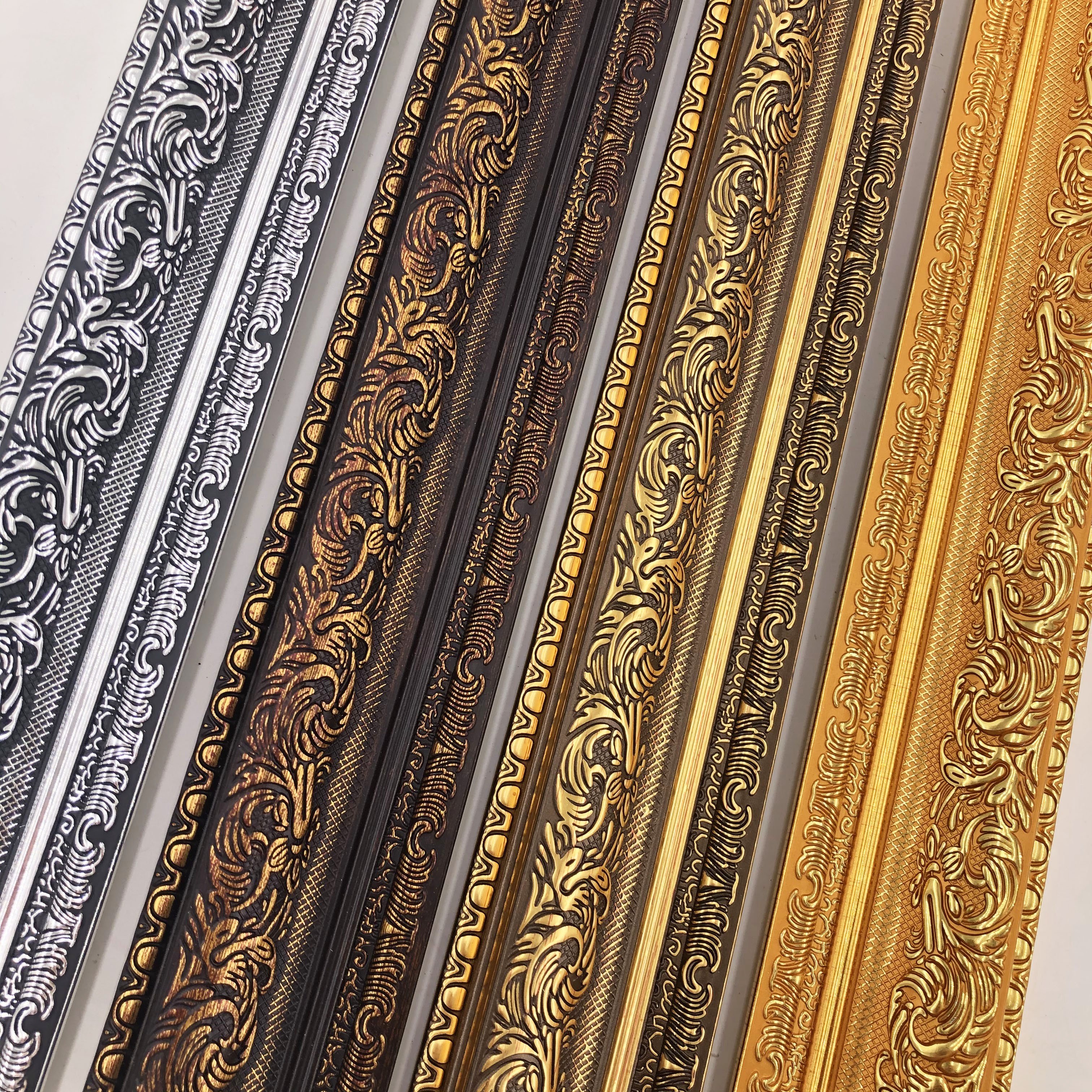 57*23mm embossed flower plastic picture photo frame moulding for mirror frame cheap price