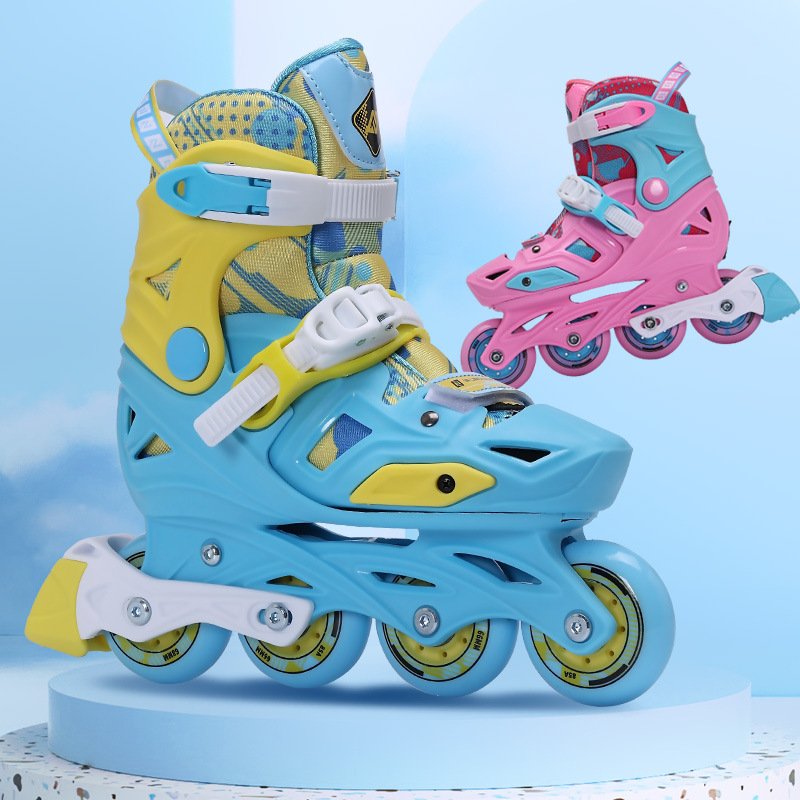 Children's Professional Slalom Freestyle Inline Roller Skates with Protective Gear Set Adjustable Size for Boys and Girls