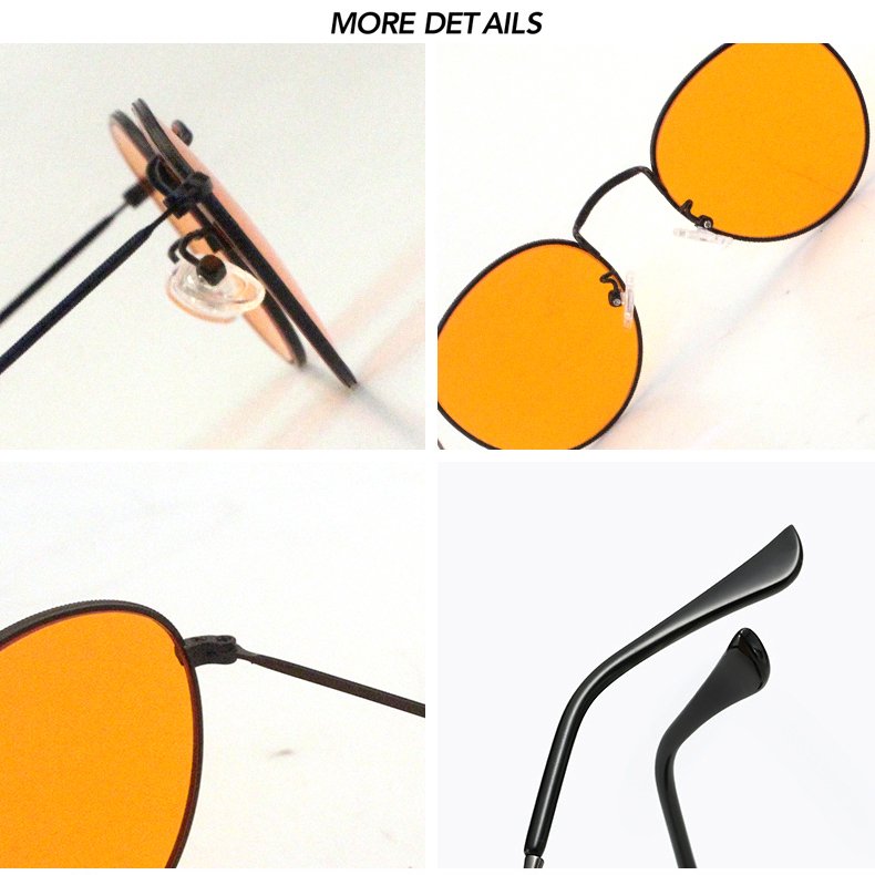 Wholesale Newest High Quality Metal Frames Eyeglasses Orange Red Yellow Lens Eyewear Optical Frame Anti Blue Light Glasses