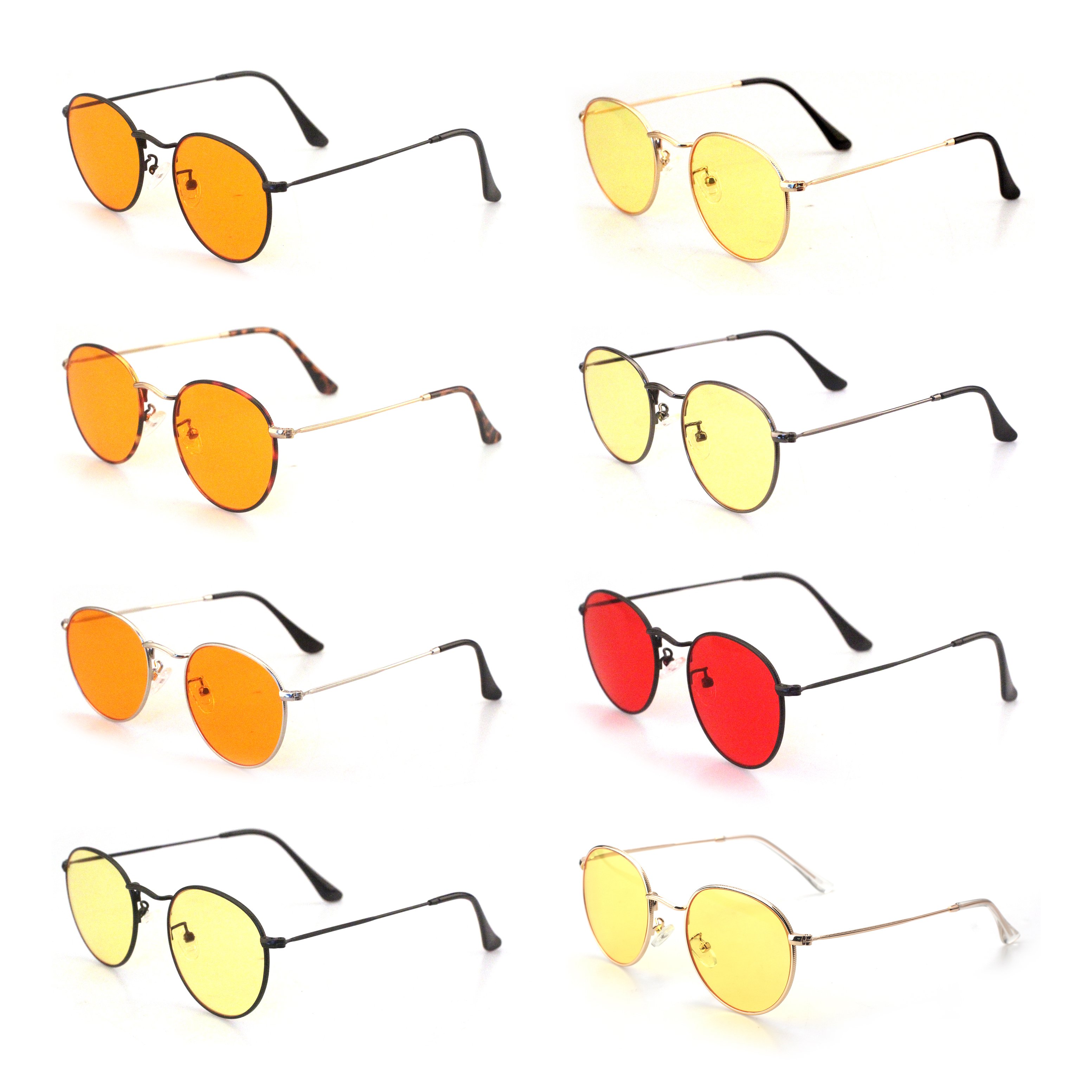 Wholesale Newest High Quality Metal Frames Eyeglasses Orange Red Yellow Lens Eyewear Optical Frame Anti Blue Light Glasses