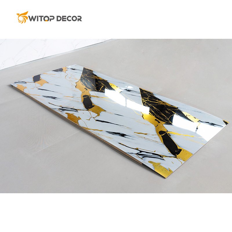 1220*2440 PVC marble sheet 3.0 PVC sheet with marble designs for wall decoration UV high glossy