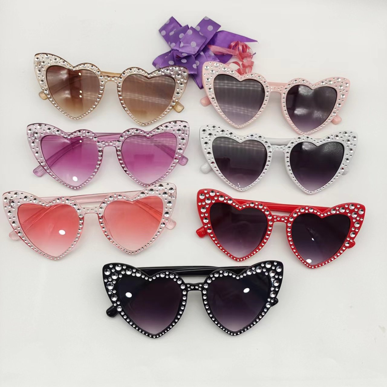 2024 Wholesale Cheap Triangle Butterfly Design Kids Sunglasses Cute Toddler Neon Candy Sunglasses For Baby
