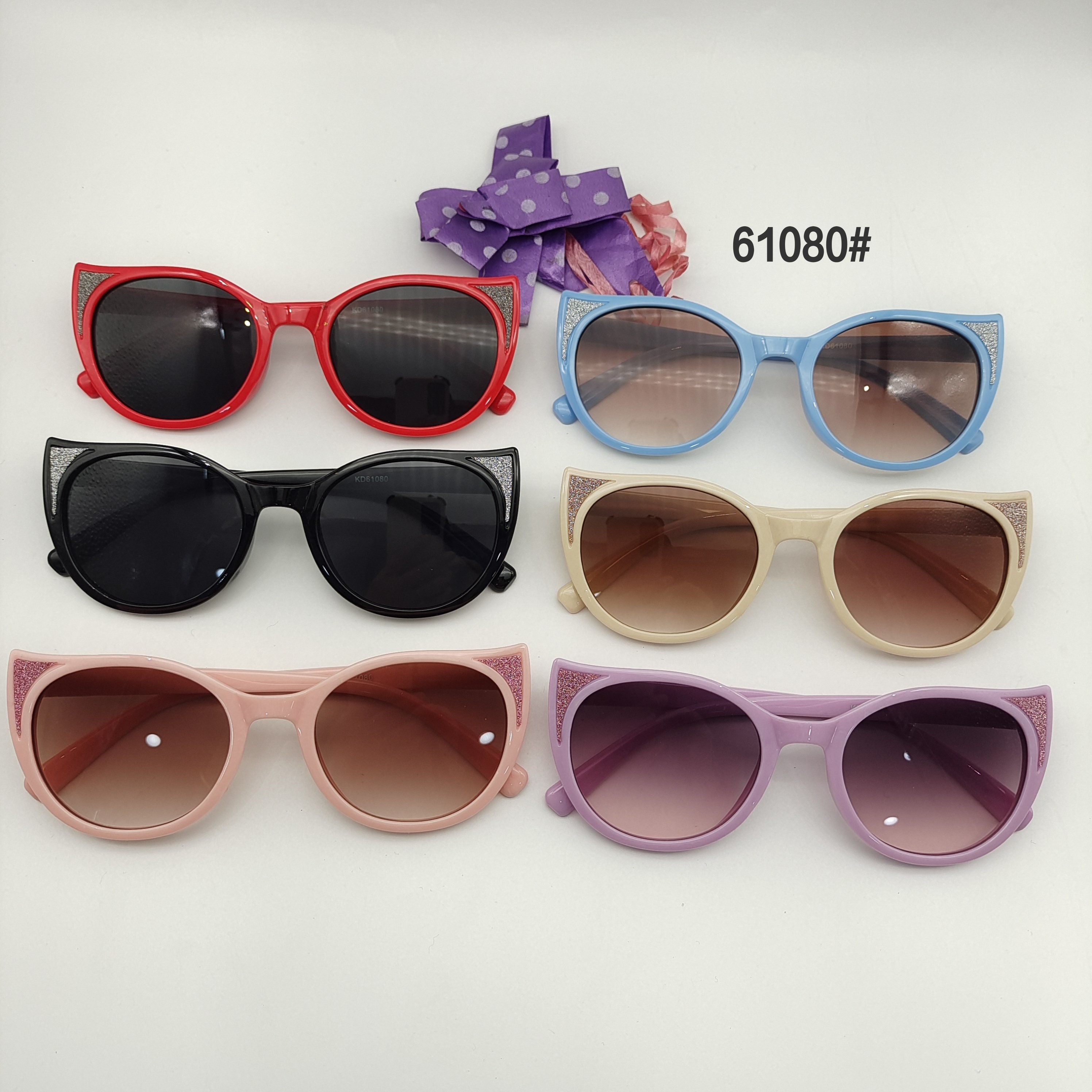 2024 Wholesale Cheap Triangle Butterfly Design Kids Sunglasses Cute Toddler Neon Candy Sunglasses For Baby