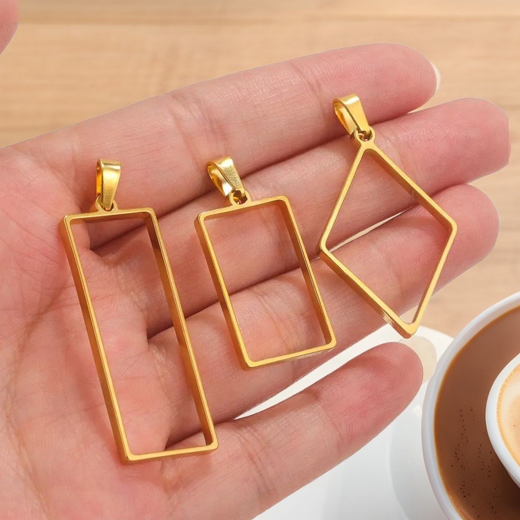 Stainless Steel Geometric Round Heart Star Moon Oval Hollow Mold Resin Casting Frame Pendant for DIY Necklace Earrings Making