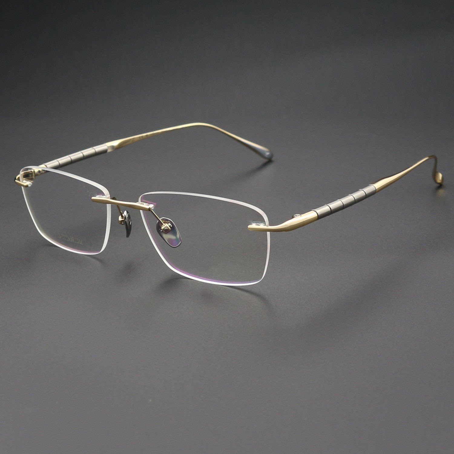 2024 Ultra-Light Titanium Unframed Glasses High-End Business Fashion Rectangle Red Blue Light Protection Reading Myopia Eyes