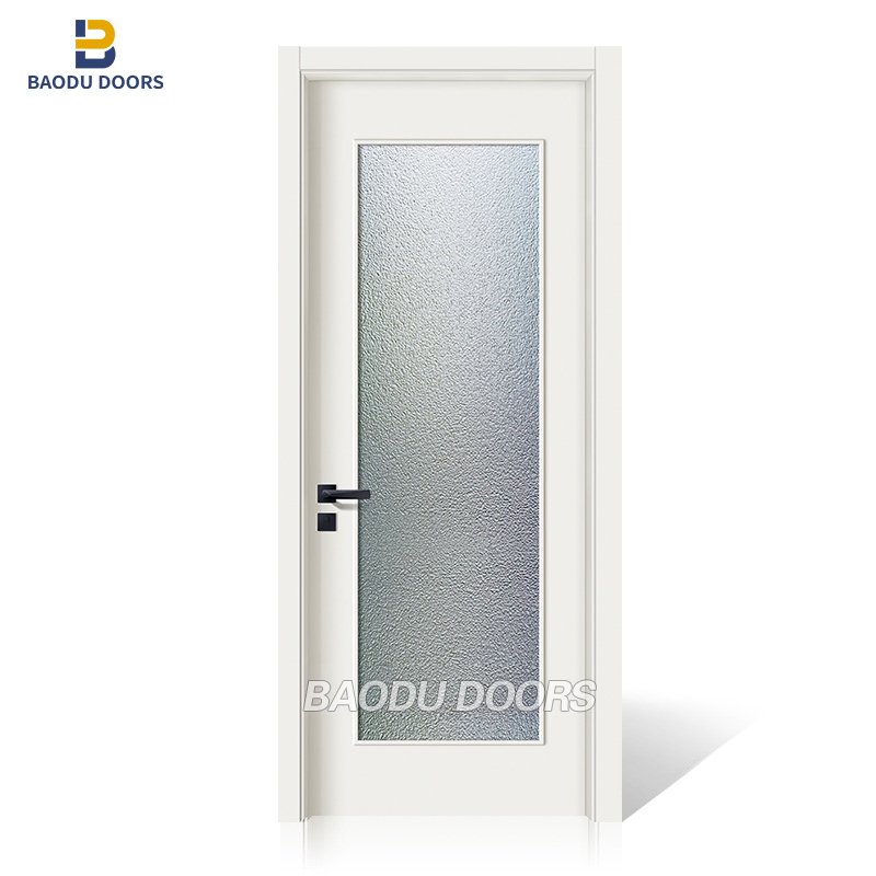 BOWDEU DOORS moulded wooden doors for houses interior room top rated mdf pvc film doors mdf waterproof panel with frame design
