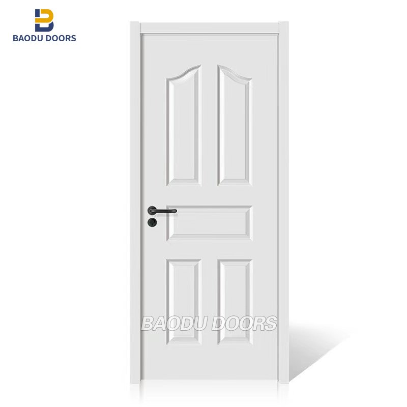 BOWDEU DOORS moulded wooden doors for houses interior room top rated mdf pvc film doors mdf waterproof panel with frame design