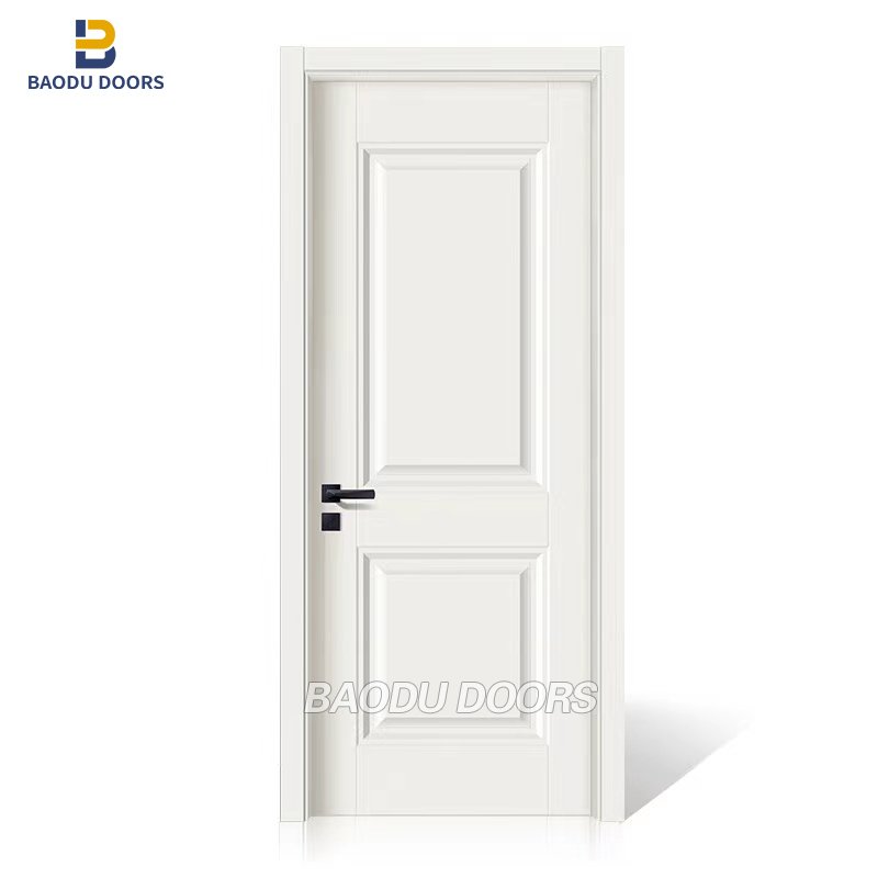 BOWDEU DOORS moulded wooden doors for houses interior room top rated mdf pvc film doors mdf waterproof panel with frame design