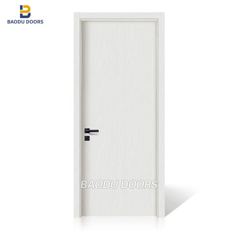 BOWDEU DOORS moulded wooden doors for houses interior room top rated mdf pvc film doors mdf waterproof panel with frame design