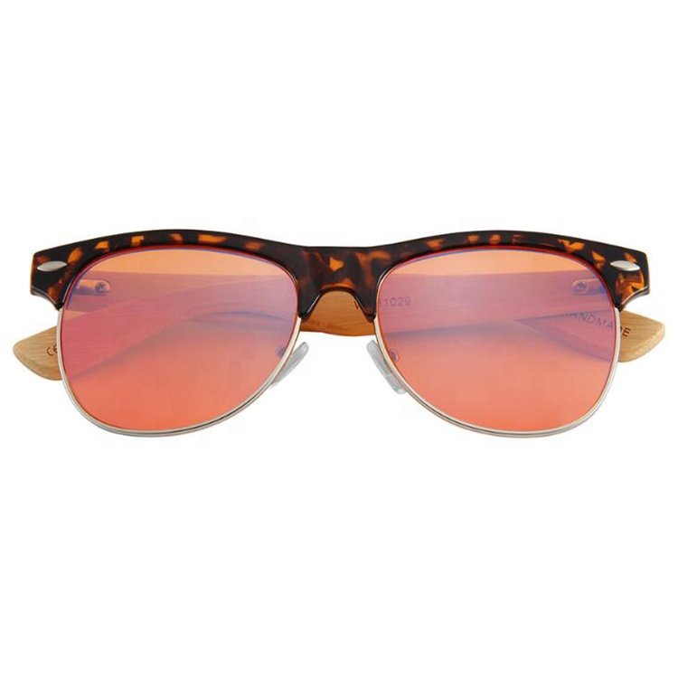 China Wholesale Orange Lens Bamboo Feet Half-Rim Anti Blue Light Eyeglasses Eyewear Optical Glasses Frame