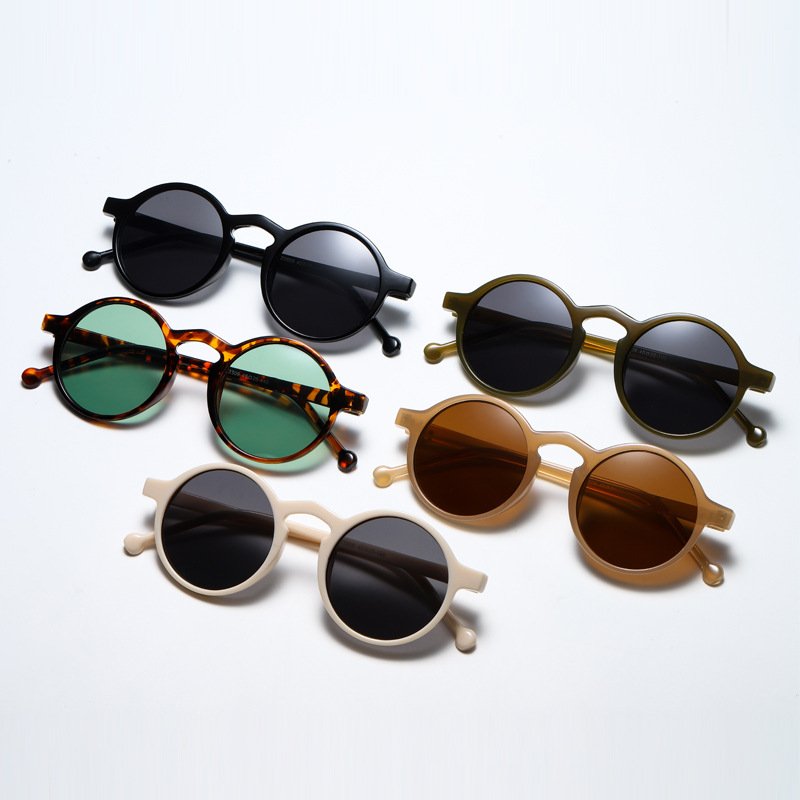 High quality round plastic small frame vintage men women fashion punk designer shades Sunglasses 2024