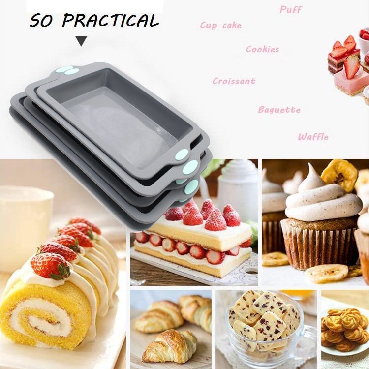 Bicolor Small Hard-Framed Baking Pan Square Kitchen Cooking Tool for Cake Cookie Pastry Bread Moulds