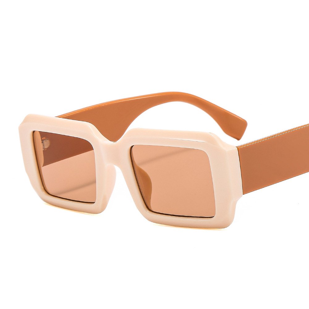 Trendy luxury square glasses women shades flat top plastic green temple blue frame uv400 shades sun glasses designer sunglasses