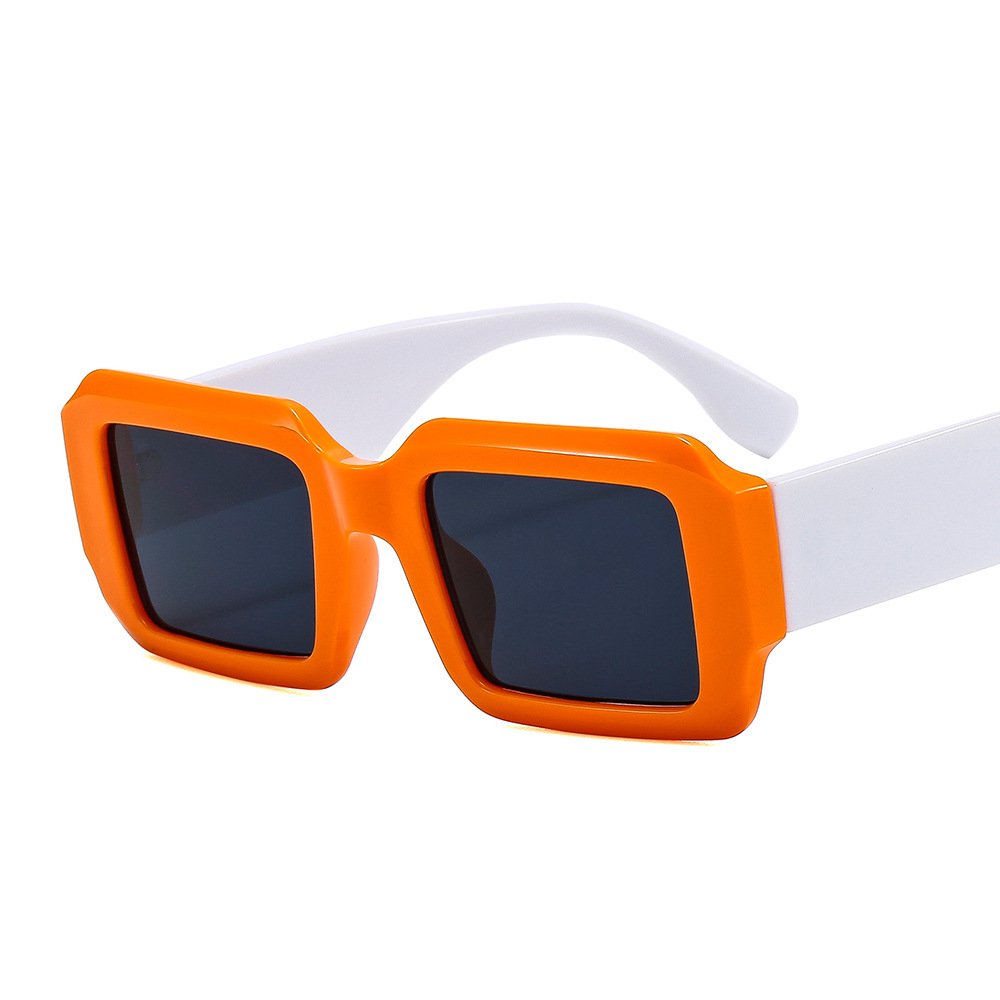 Trendy luxury square glasses women shades flat top plastic green temple blue frame uv400 shades sun glasses designer sunglasses