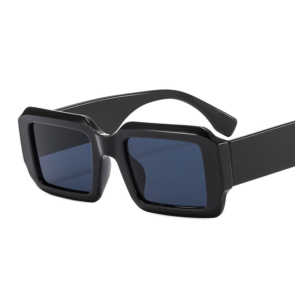 Trendy luxury square glasses women shades flat top plastic green temple blue frame uv400 shades sun glasses designer sunglasses