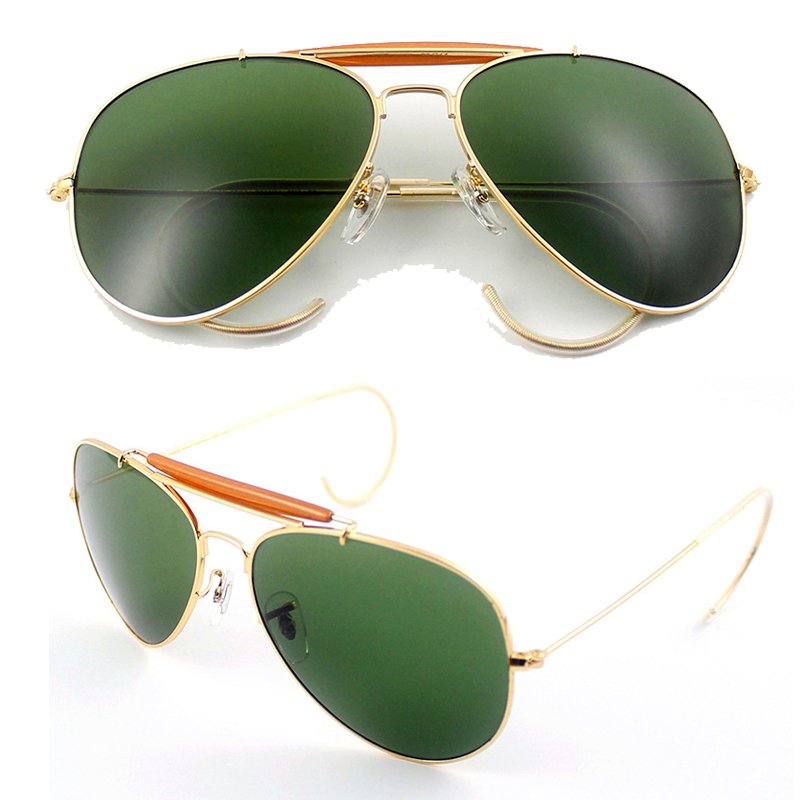 Outdoor Men's Metal frame 3030 Aviation Sunglasses with Wire Wrap Ears Polarized Lenses