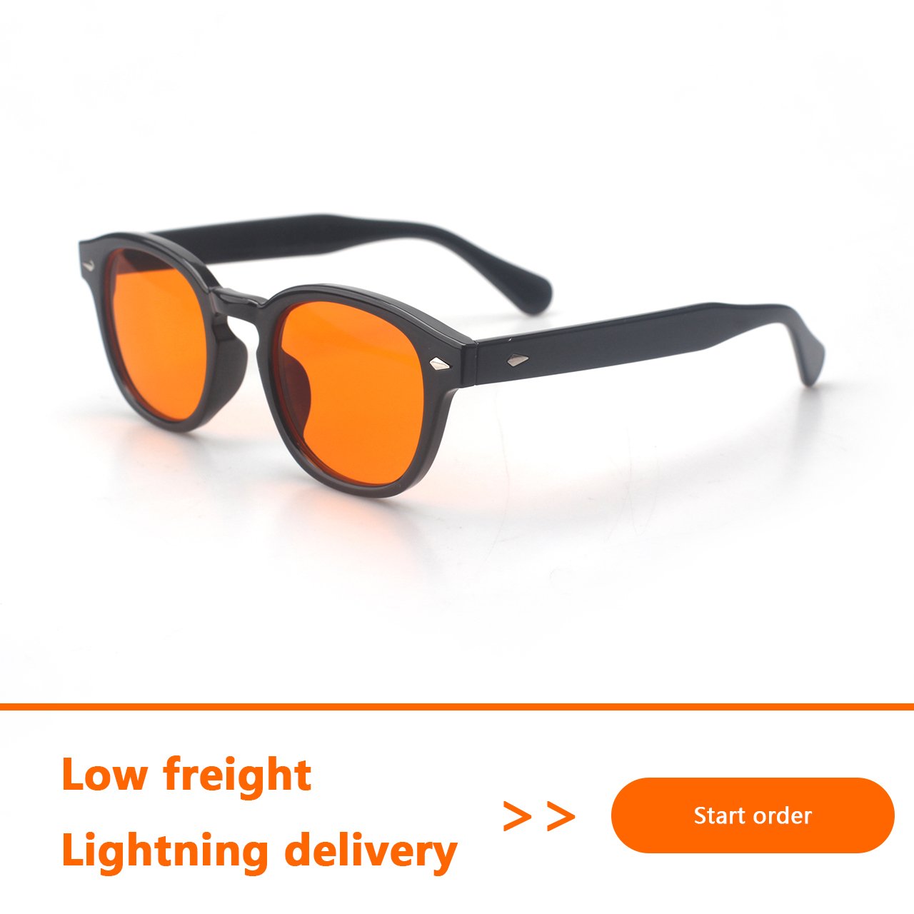 Sunray Hot Selling New Design Classic Fashion Trend Black Oval PC Frame Orange Lenses Anti Blue Light Glasses For Men And Women