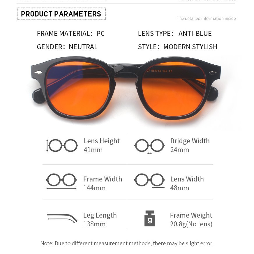Sunray Hot Selling New Design Classic Fashion Trend Black Oval PC Frame Orange Lenses Anti Blue Light Glasses For Men And Women