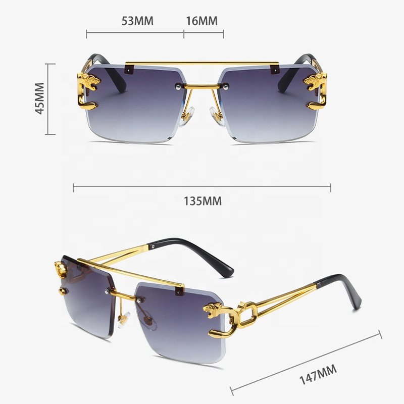 Wholesale Fashion Double Beam Cut Edge Square Frameless Glasses 2024 Fashion Trend Sunglasses for Men and Women wholesale price