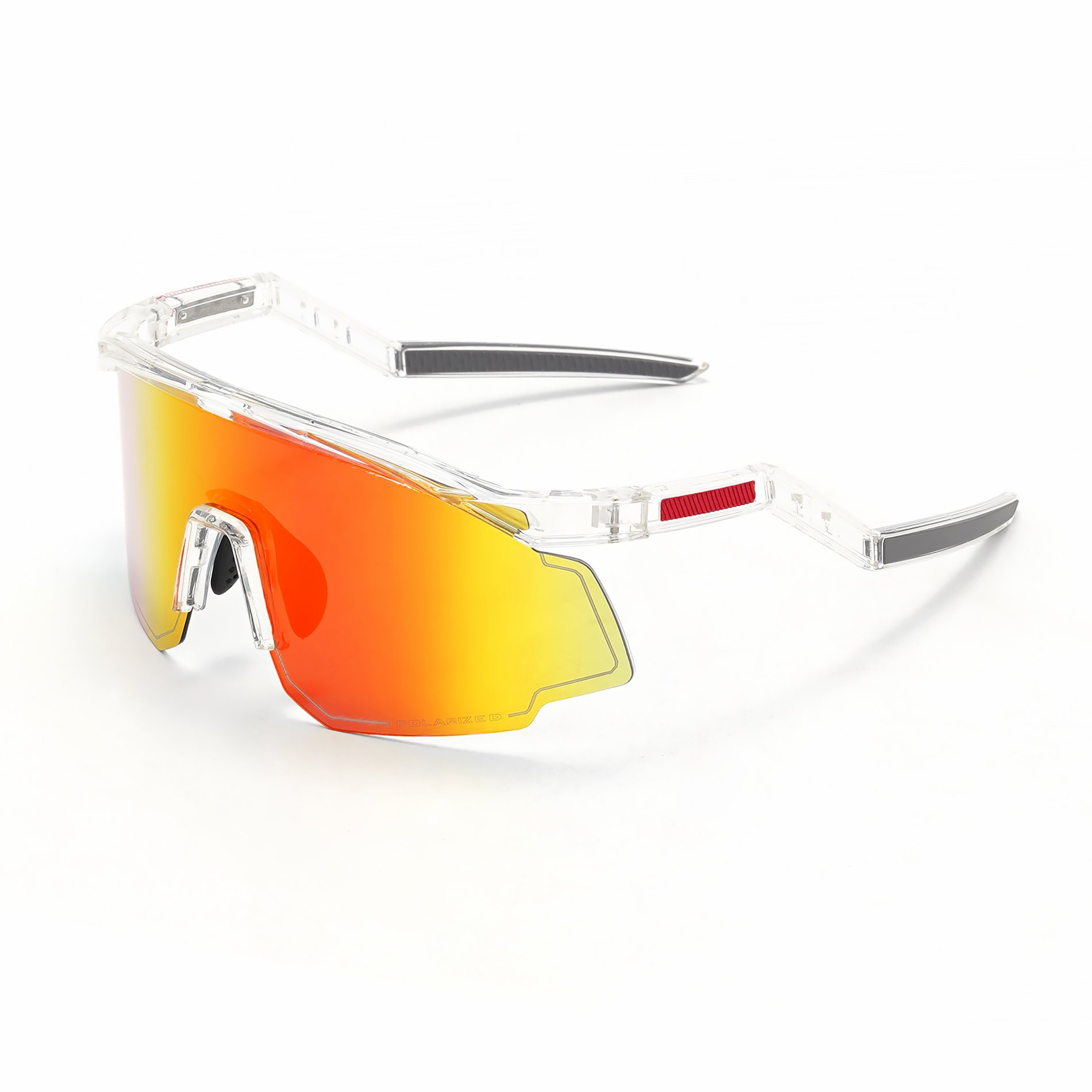 Designer Custom Sports Sunglasses with Interchangeable Lens Strap Photochromic Glass for Sport Cycling Running Riding Red Lenses