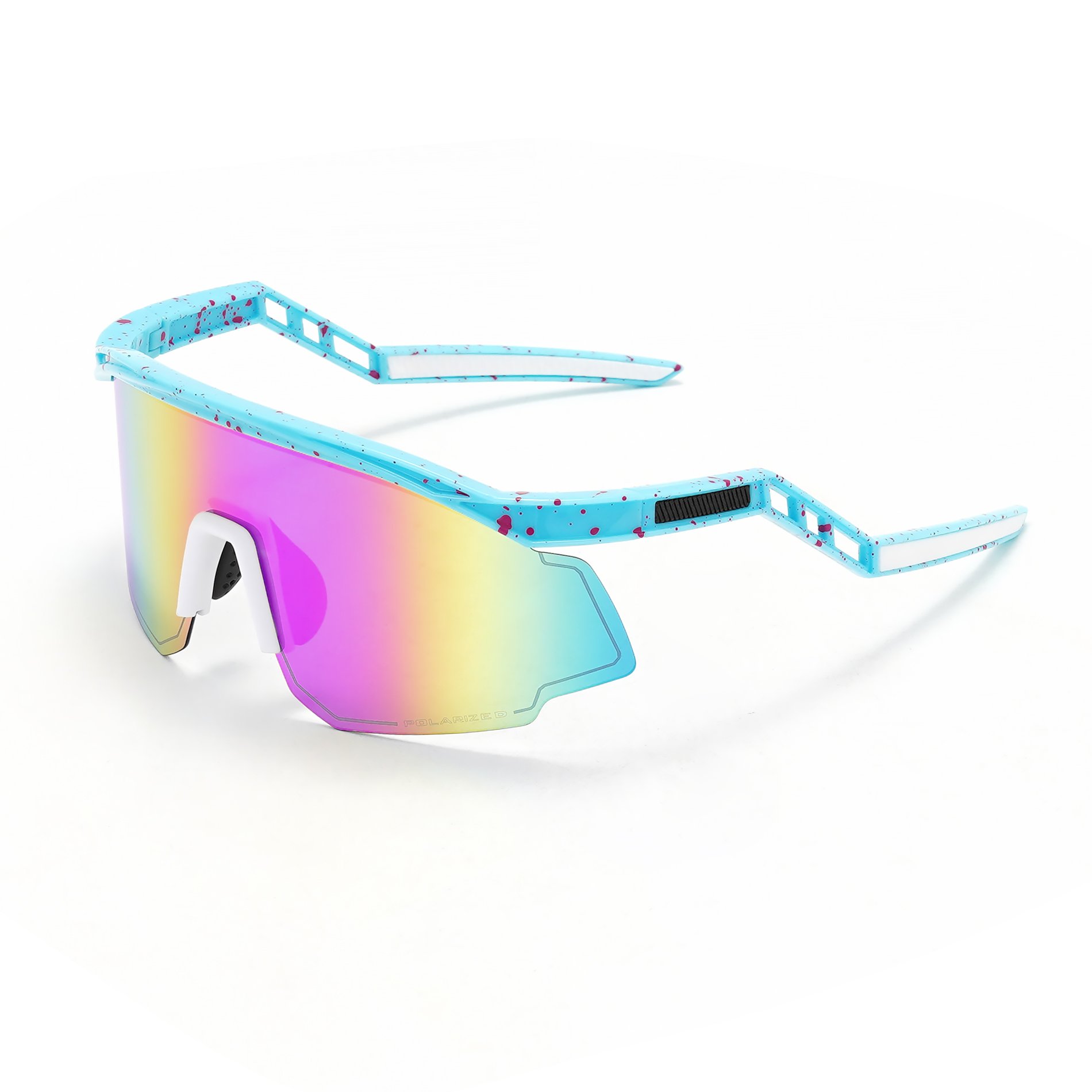 Designer Custom Sports Sunglasses with Interchangeable Lens Strap Photochromic Glass for Sport Cycling Running Riding Red Lenses
