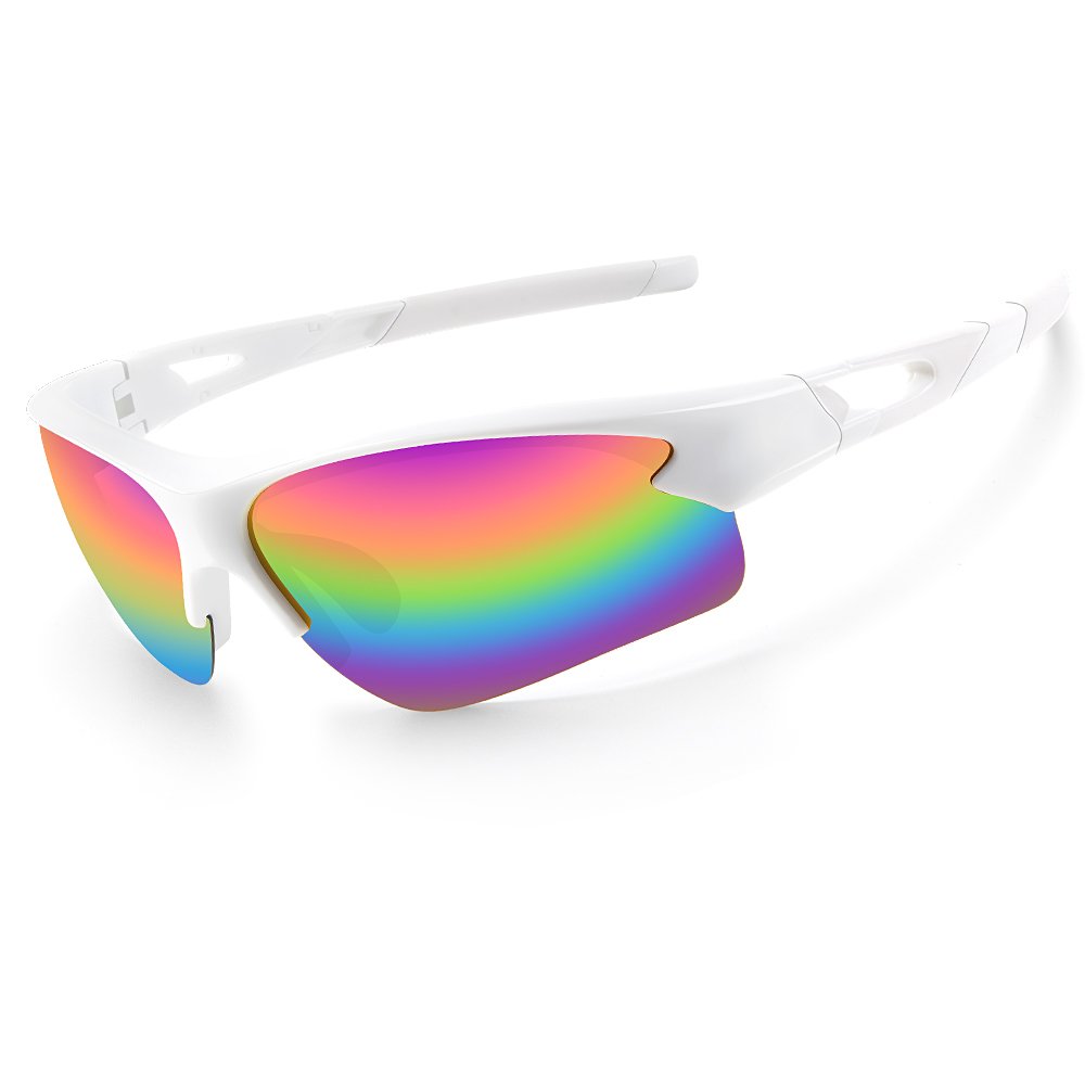Luxury Youth Men Women Soft Sports Cycling UV Protection Sun Glasses Sunglasses White Frame Red Lens Sports Eyewear Sunglasses