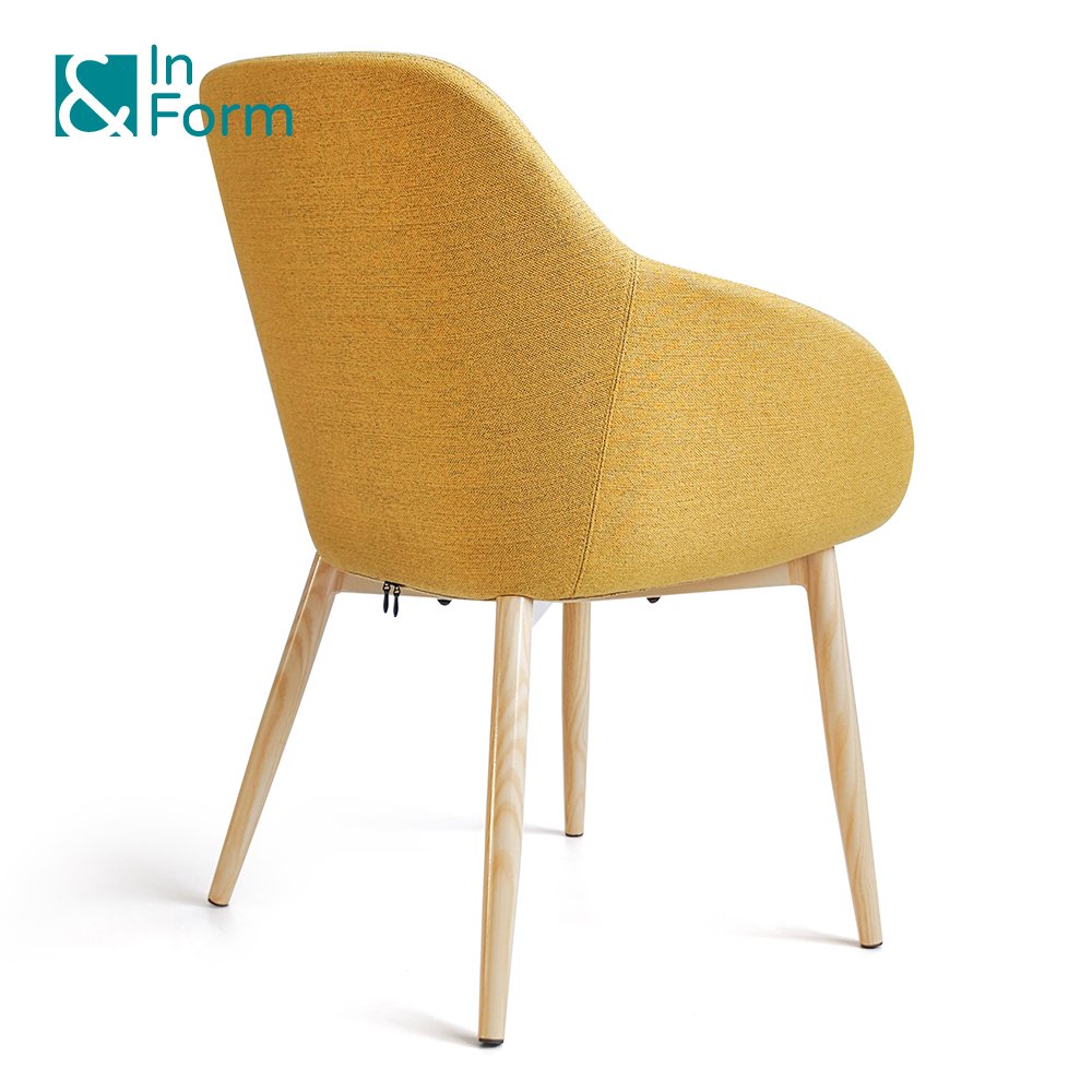 Multifunctional Office Visitor Fabric Upholstered Mold Foam Wood Grain Waiting Area Lounge Premium Fixed Metal Legs Guest Chair