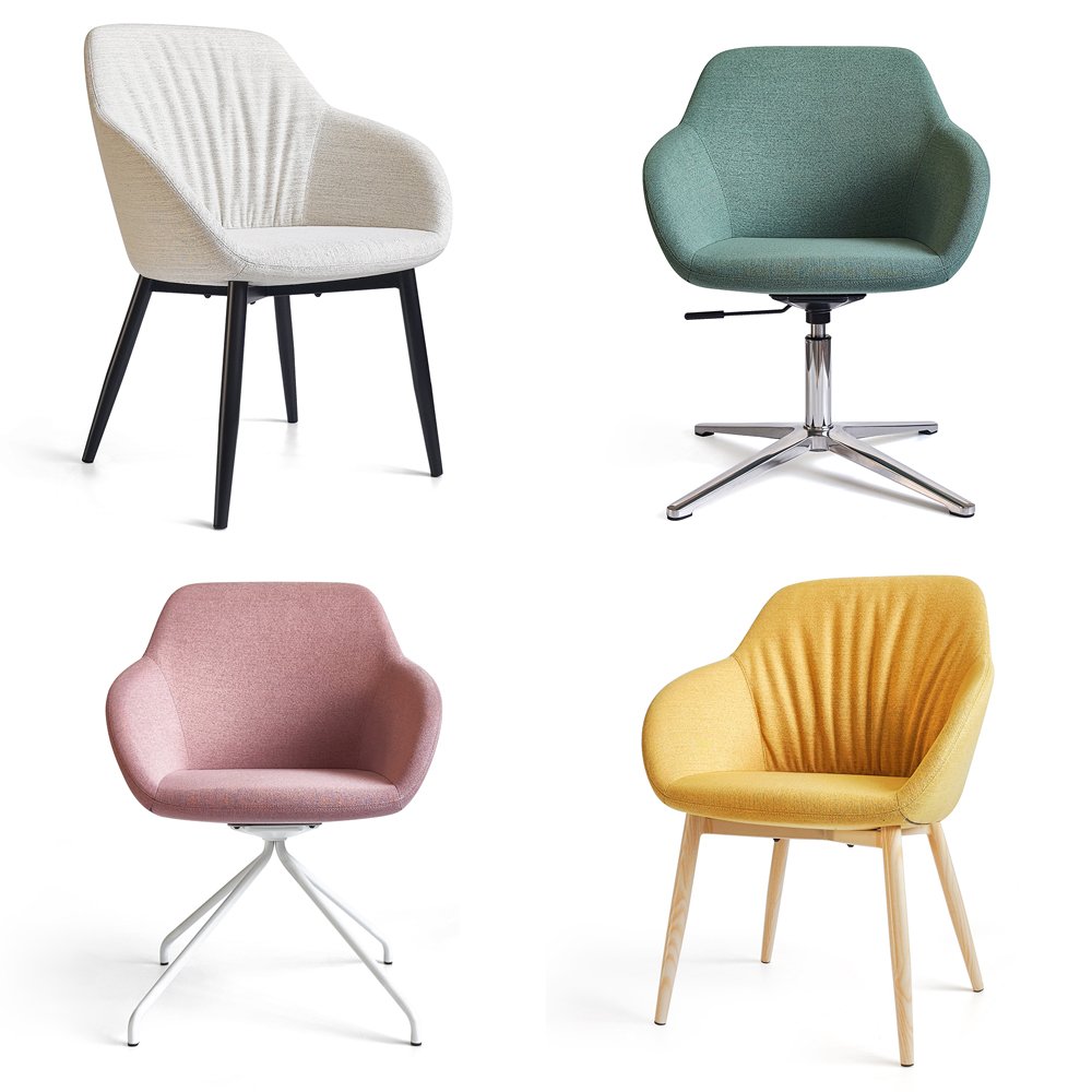 Multifunctional Office Visitor Fabric Upholstered Mold Foam Wood Grain Waiting Area Lounge Premium Fixed Metal Legs Guest Chair